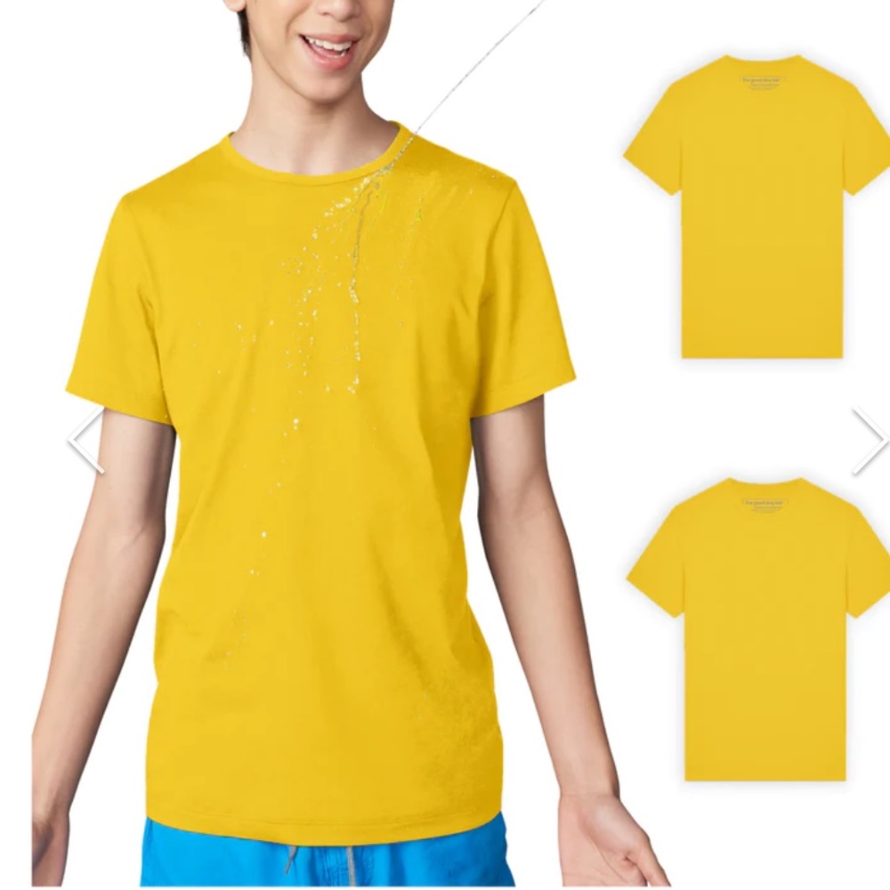 Stain-Repel Kids T-Shirt |The Good Day Lab | Brand New | S: 8-9 C: Yellow